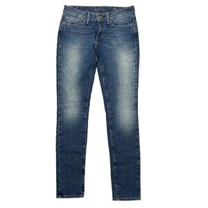 Levi's Demi Curve Skinny Jeans 27‎ Mid Rise Medium Wash Fade Stretch Blue Denim